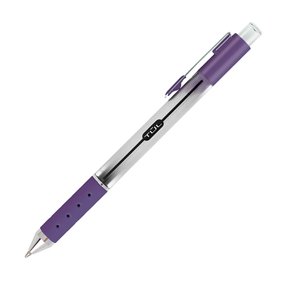 TUL® GL Series Retractable Gel Pens, Medium Point, 0.7 mm, Silver Barrel, Assorted Bright Inks, Pack Of 8 Pens