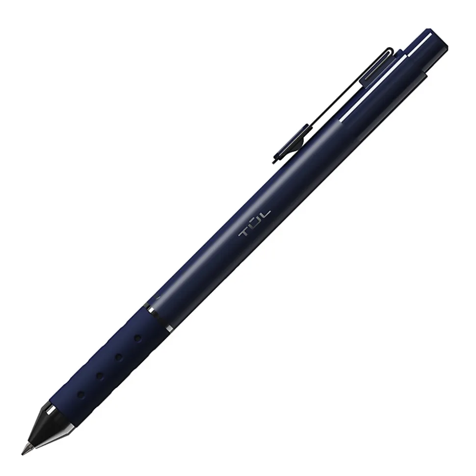 TUL® GL Series Retractable Gel Pens, Medium Point, 0.7 mm, Assorted Gunmetal Barrel Colors, Black Ink, Pack Of 4 Pens