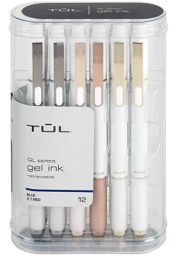 TUL® GL Series Retractable Gel Pens, Medium Point, 0.7 mm, Pearl White Barrel, Blue Ink, Pack Of 12 Pens