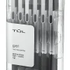 TUL® GL Series Retractable Gel Pens, Needle Point, 0.5 mm, Silver Barrel, Black Ink, Pack Of 12 Pens