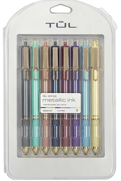 TUL® GL Series  Retractable Gel Pens, Medium Point, 0.8 mm, Assorted Barrel Colors, Assorted Metallic Inks, Pack Of 8 Pens