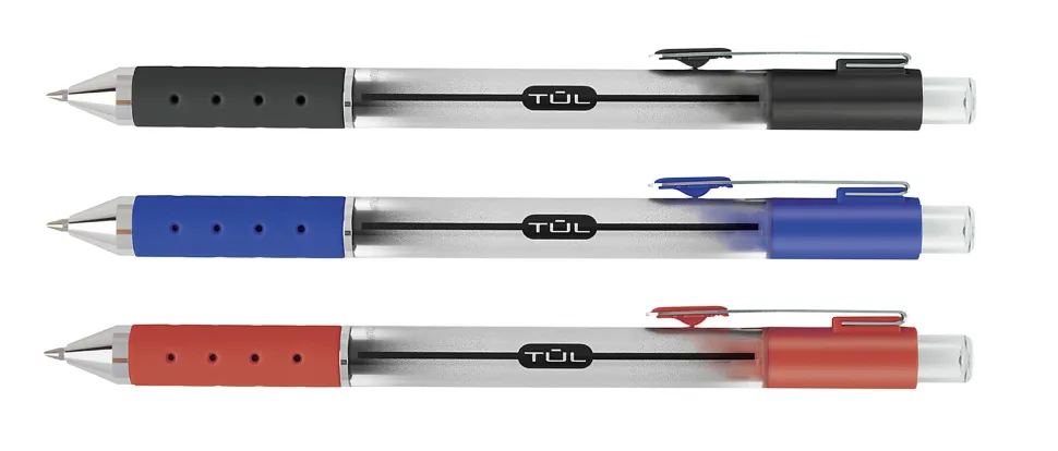 TUL® GL Series Retractable Gel Pens, Medium Point, 0.7 mm, Silver Barrel, Assorted Business Inks, Pack Of 12 Pens