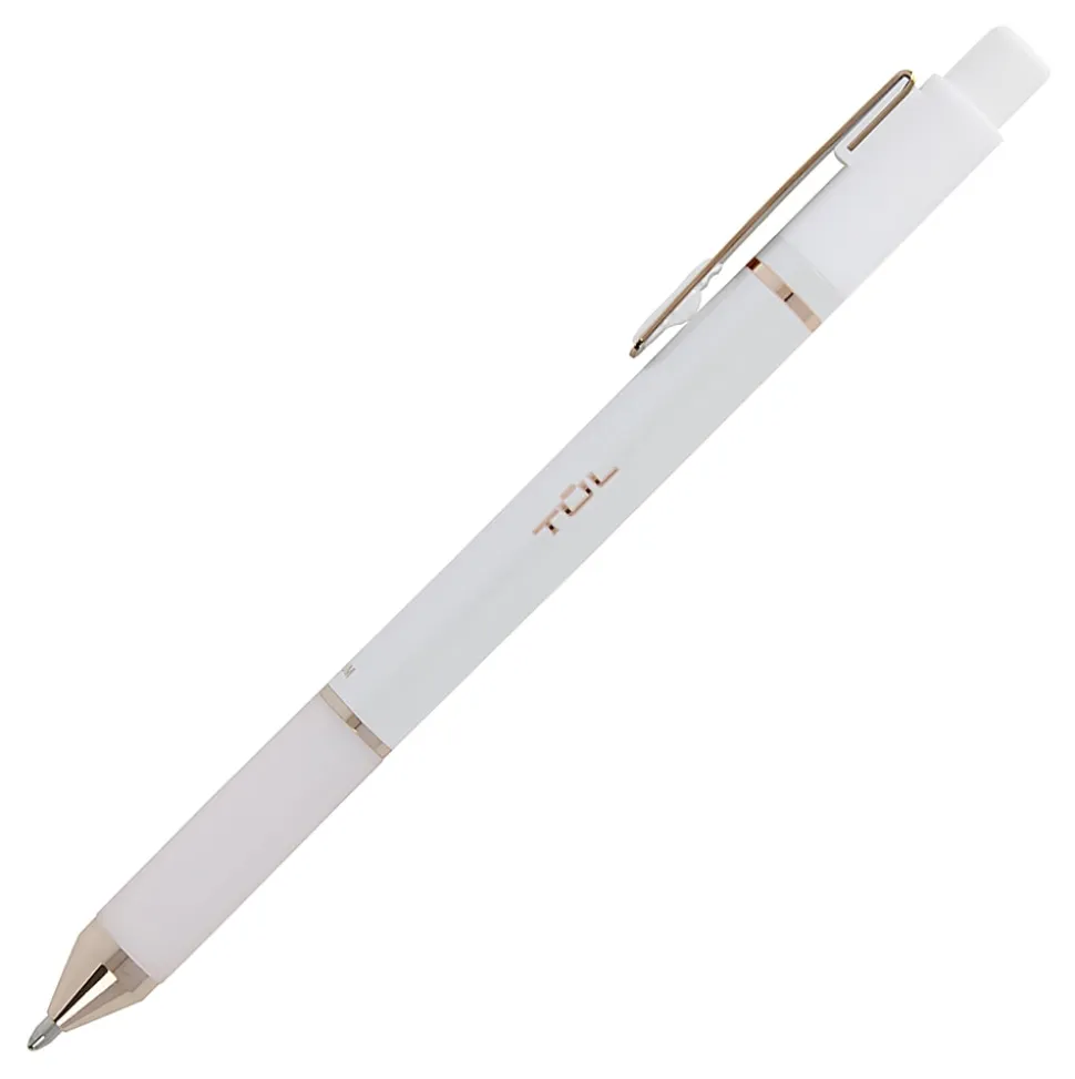 TUL® GL Series Retractable Gel Pens, Medium Point, 0.7 mm, Pearl White Barrel, Black Ink, Pack Of 8 Pens