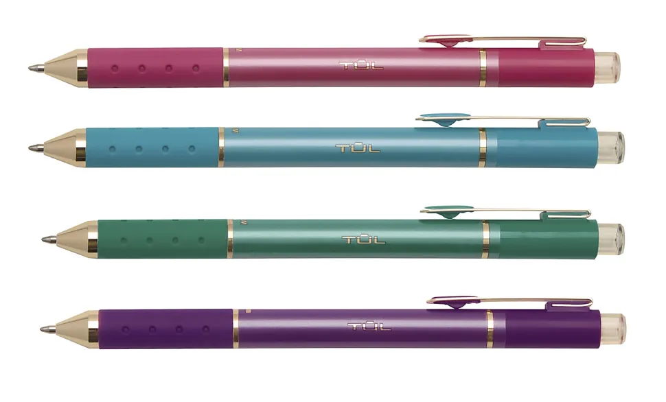 TUL® GL Series Retractable Gel Pens, Medium Point, 0.8 mm, Assorted Barrel Colors, Assorted Deep Metallic Inks, Pack Of 4 Pens