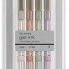 TUL® GL Series Retractable Gel Pens, Medium Point, 0.7 mm, Assorted Barrel Colors With Gold Lines, Black Ink, Pack Of 4 Pens
