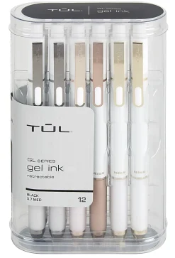 TUL® GL Series Retractable Gel Pens, Medium Point, 0.7 mm, Pearl White Barrel, Black Ink, Pack Of 12 Pens