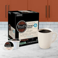 Tully's Coffee French Roast Keurig Single-Serve K-Cup Pods, Dark Roast, 24 Pods Per Pack, Case Of 4 Packs