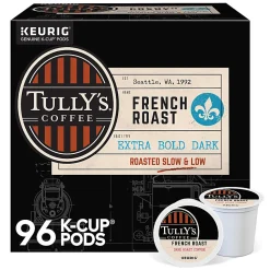 Tully's Coffee French Roast Keurig Single-Serve K-Cup Pods, Dark Roast, 24 Pods Per Pack, Case Of 4 Packs