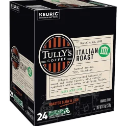 Tully's Coffee Italian Roast Keurig Single-Serve K-Cup Pods, Dark Roast, 24 Pods Per Pack, Case Of 4 Packs