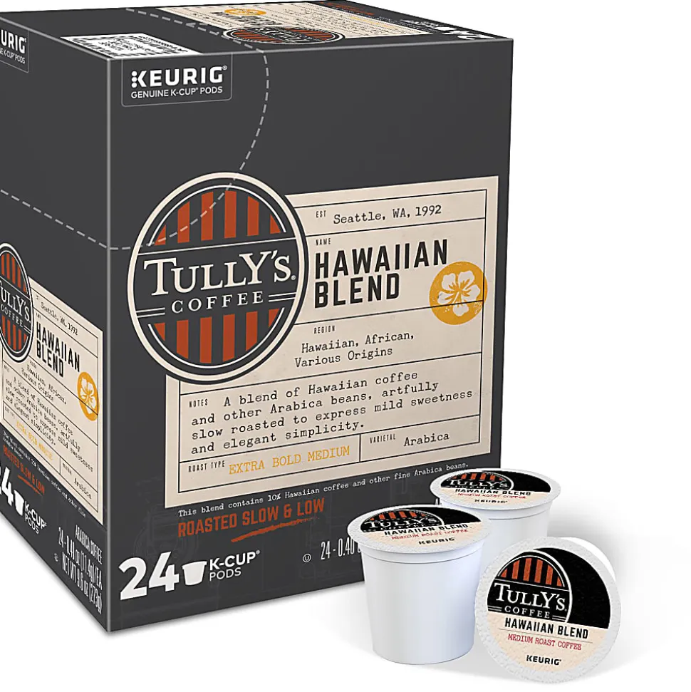 Tully's® Coffee Single-Serve Coffee K-Cup® Pods, Hawaiian Blend, Carton Of 24
