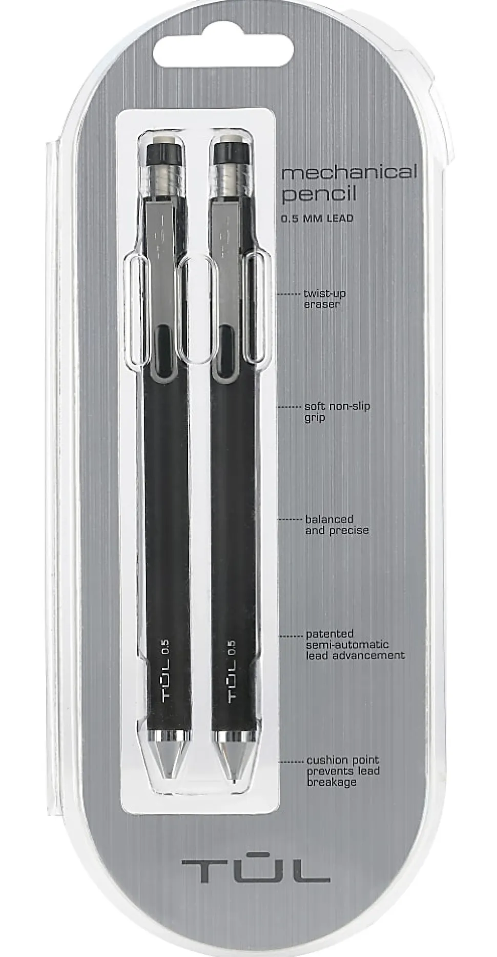 TUL® Mechanical Pencils, 0.5 mm, Black Barrels, Pack Of 2 Pencils
