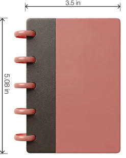 TUL® Mini Discbound Notebook With Soft-Touch Cover, Narrow Ruled, 60 Sheets, 5" x 3-1/2", Pink/Brown