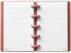 TUL® Mini Discbound Notebook With Soft-Touch Cover, Narrow Ruled, 60 Sheets, 5" x 3-1/2", Pink/Brown