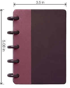TUL® Mini Discbound Notebook With Soft-Touch Cover, Narrow Ruled, 60 Sheets, 5" x 3-1/2", Purple/Pink