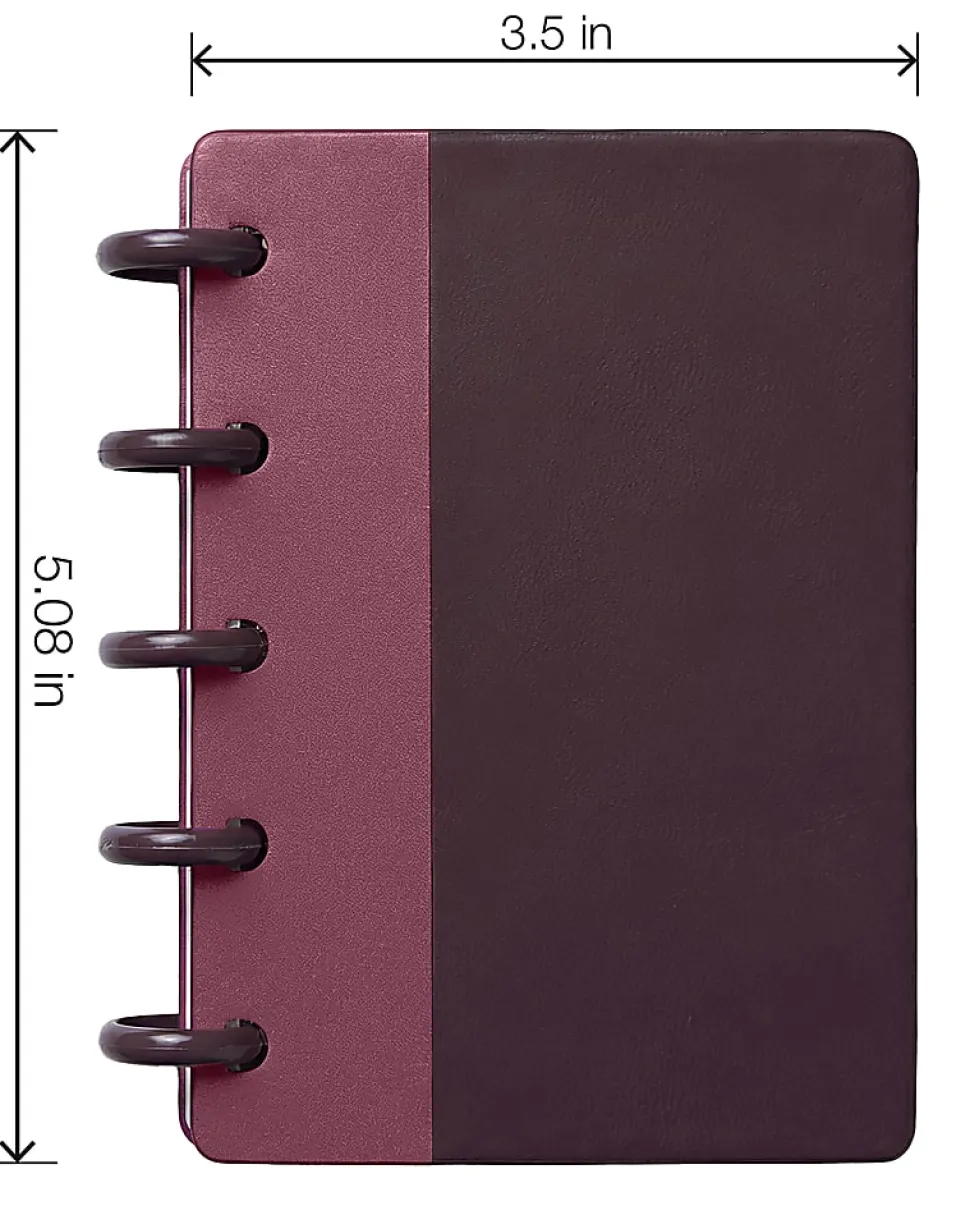 TUL® Mini Discbound Notebook With Soft-Touch Cover, Narrow Ruled, 60 Sheets, 5" x 3-1/2", Purple/Pink