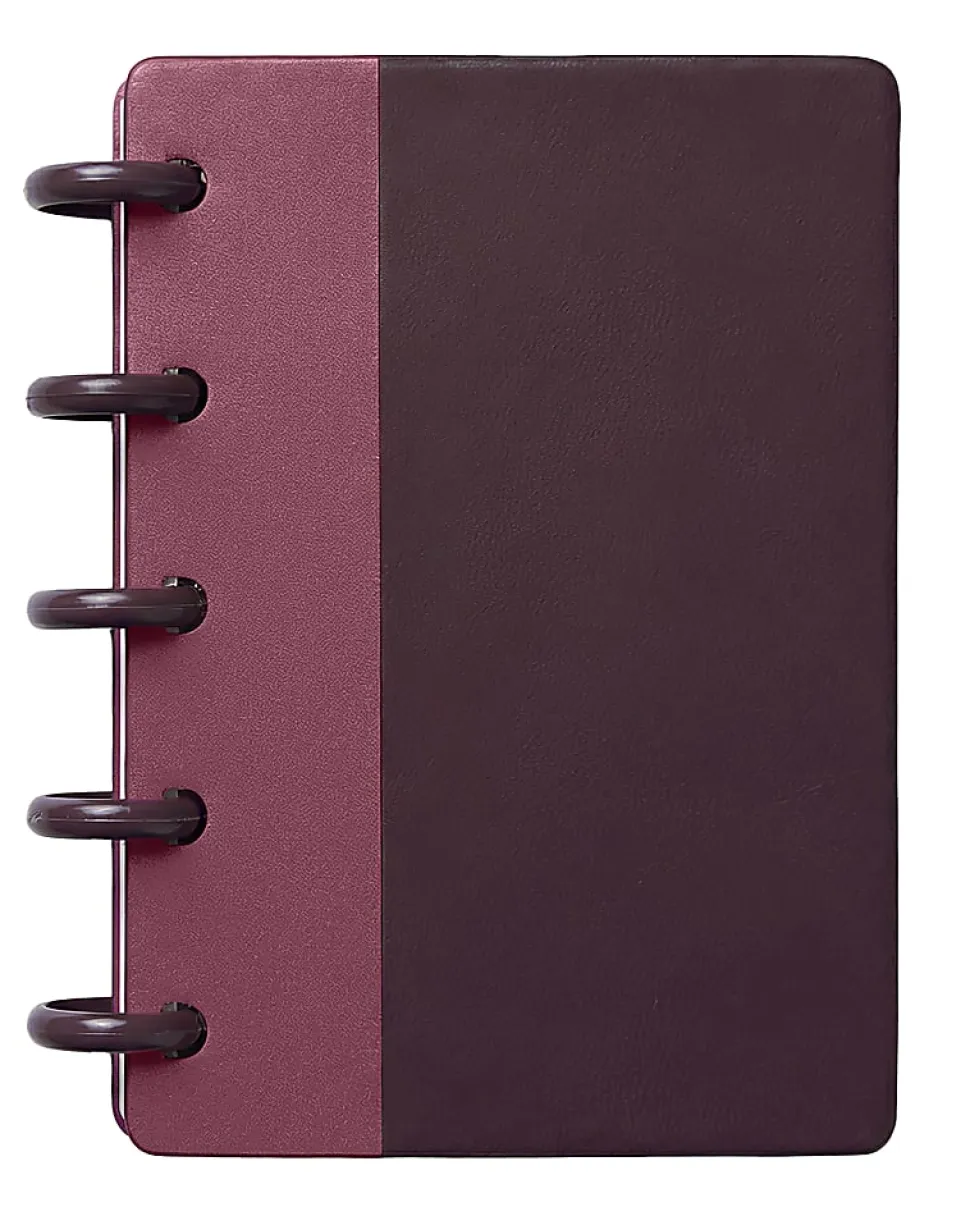 TUL® Mini Discbound Notebook With Soft-Touch Cover, Narrow Ruled, 60 Sheets, 5" x 3-1/2", Purple/Pink
