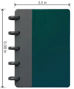 TUL® Mini Discbound Notebook With Soft-Touch Cover, Narrow Ruled, 60 Sheets, 5" x 3-1/2", Turquoise/Gray