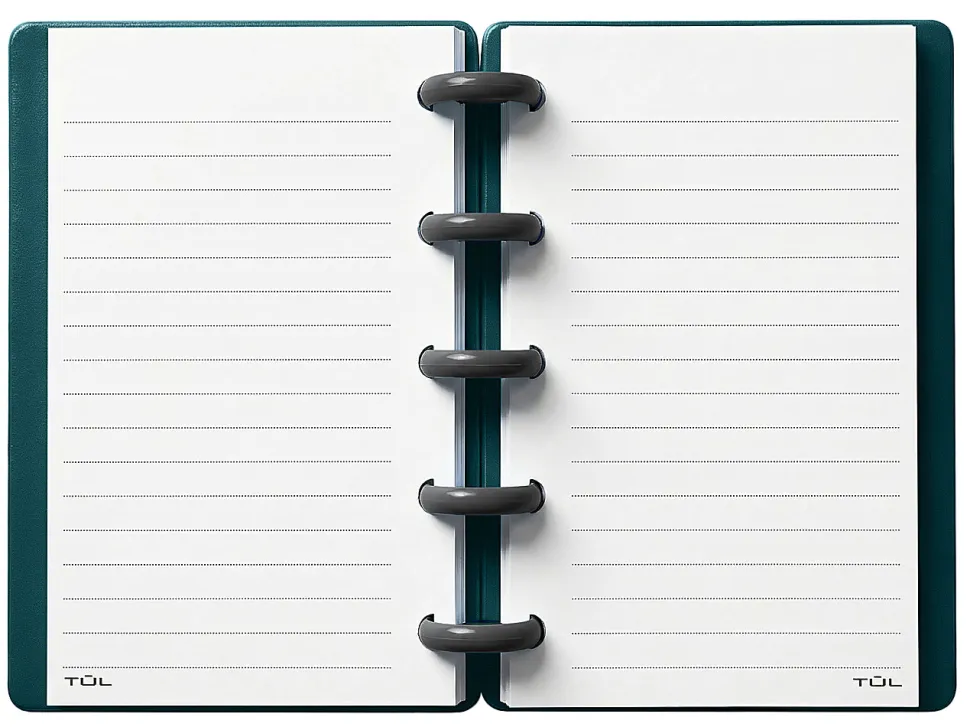TUL® Mini Discbound Notebook With Soft-Touch Cover, Narrow Ruled, 60 Sheets, 5" x 3-1/2", Turquoise/Gray