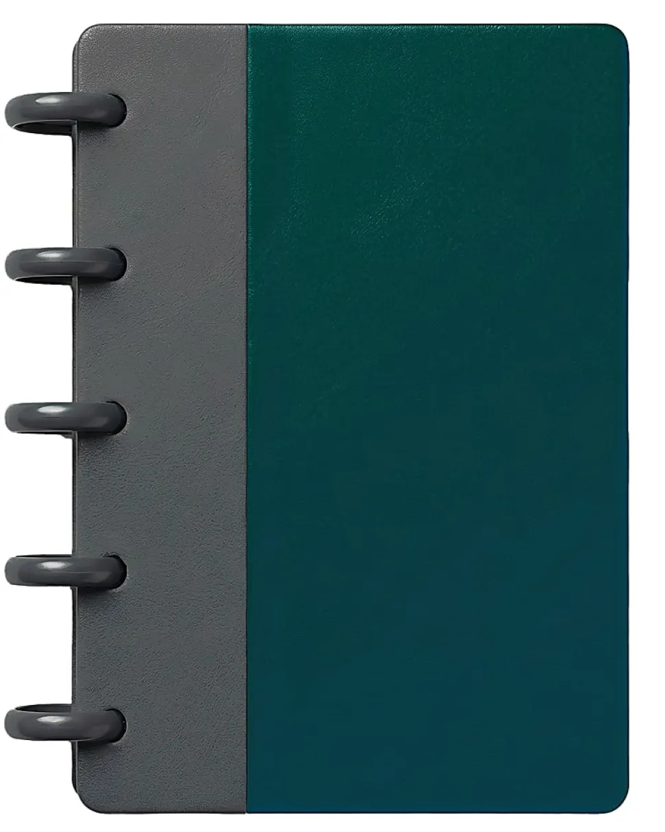 TUL® Mini Discbound Notebook With Soft-Touch Cover, Narrow Ruled, 60 Sheets, 5" x 3-1/2", Turquoise/Gray