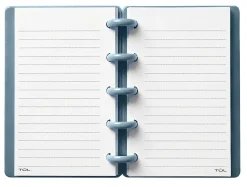 TUL® Mini Discbound Notebook With Soft-Touch Cover, Narrow Ruled, 60 Sheets, 5" x 3-1/2", Blue/Amber