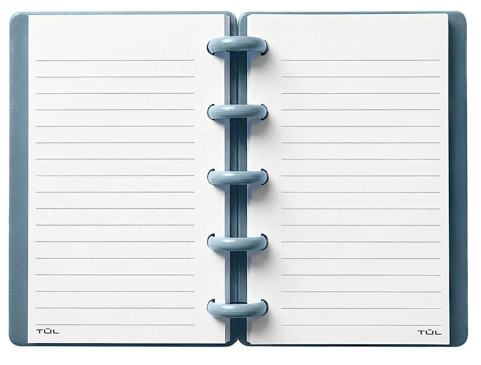 TUL® Mini Discbound Notebook With Soft-Touch Cover, Narrow Ruled, 60 Sheets, 5" x 3-1/2", Blue/Amber