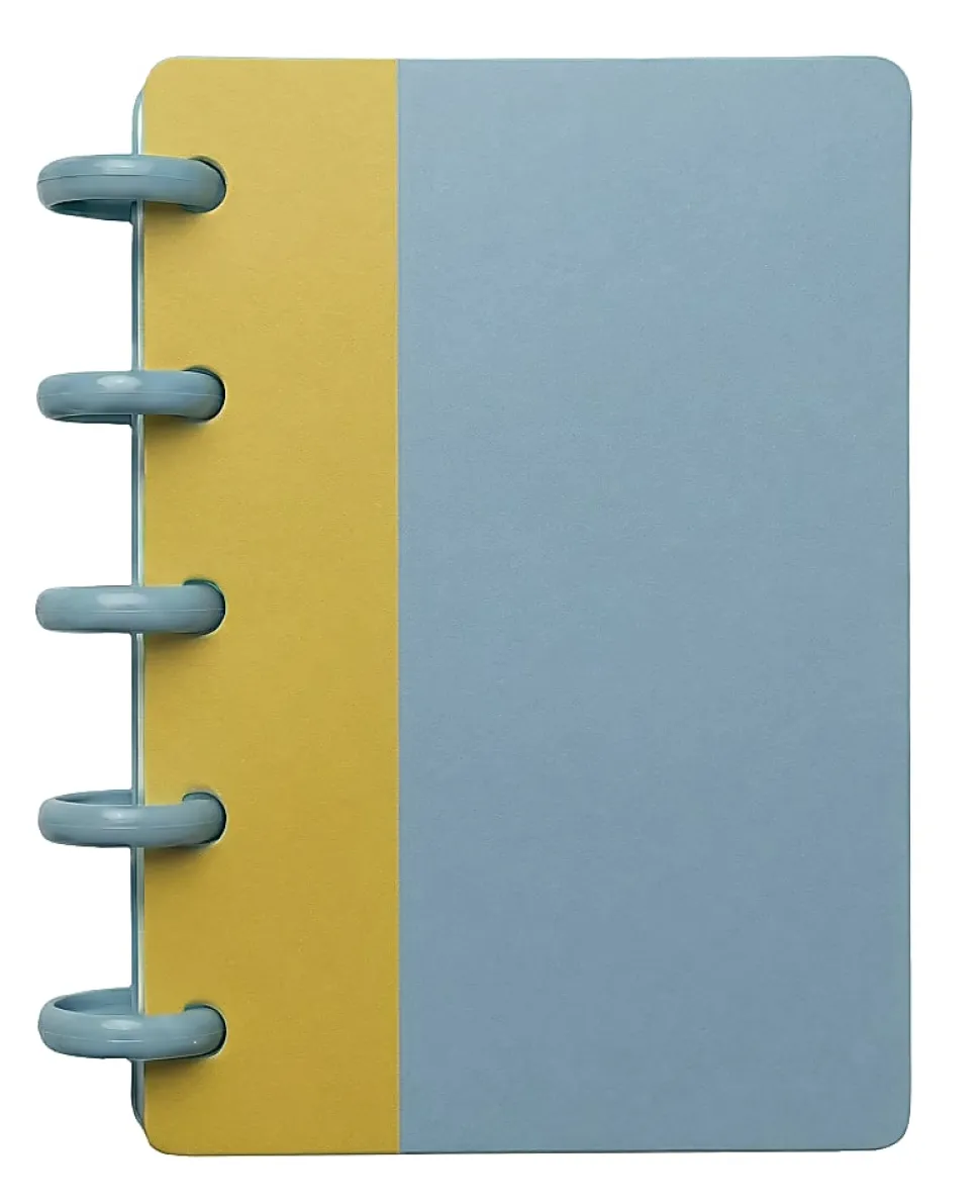 TUL® Mini Discbound Notebook With Soft-Touch Cover, Narrow Ruled, 60 Sheets, 5" x 3-1/2", Blue/Amber