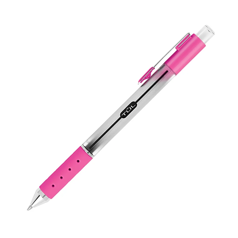 TUL® Retractable Gel Pens, Medium Point, 0.7 mm, Silver Barrel, Assorted Ink, Pack Of 4