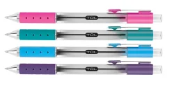 TUL® Retractable Gel Pens, Medium Point, 0.7 mm, Silver Barrel, Assorted Ink, Pack Of 4