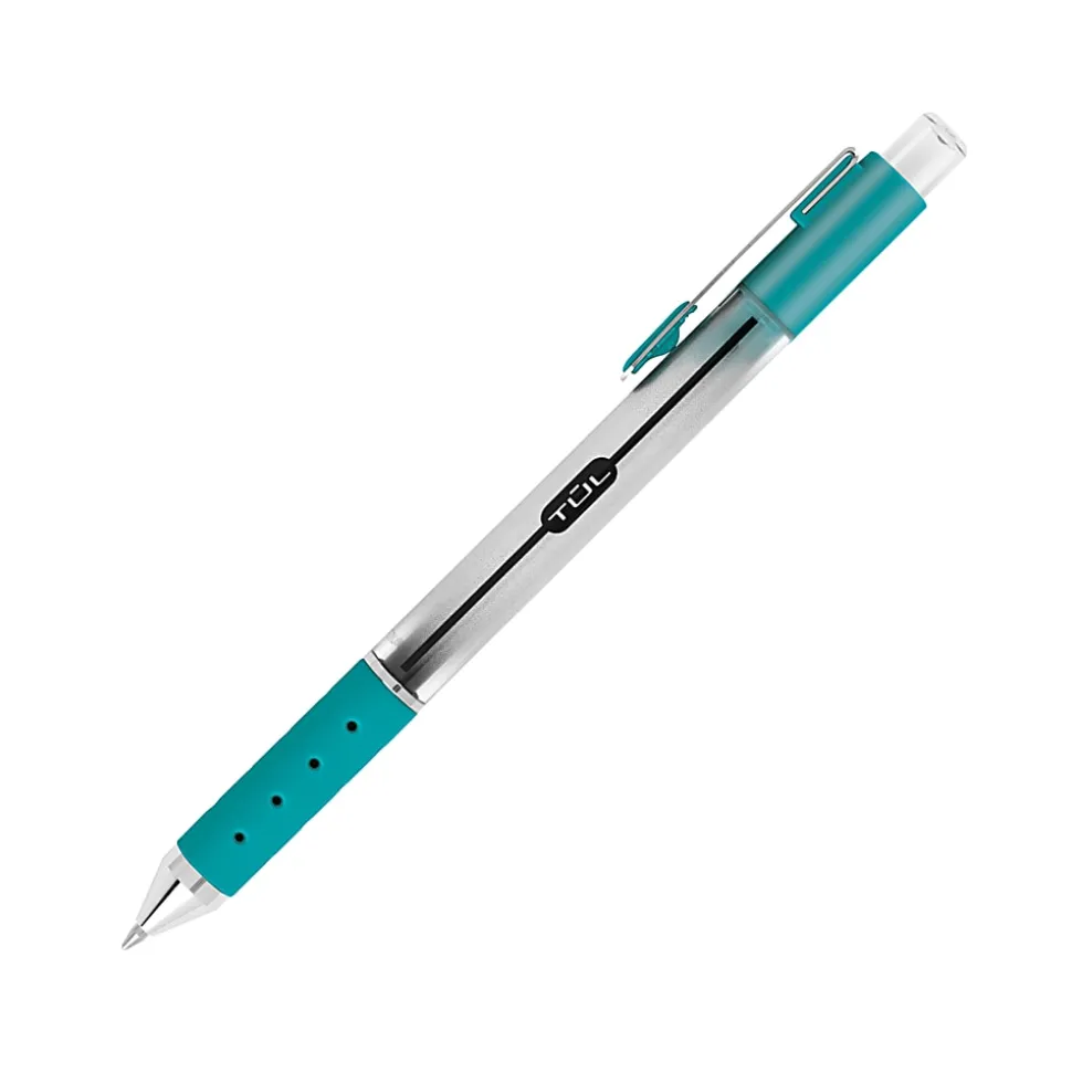 TUL® Retractable Gel Pens, Medium Point, 0.7 mm, Silver Barrel, Assorted Ink, Pack Of 4