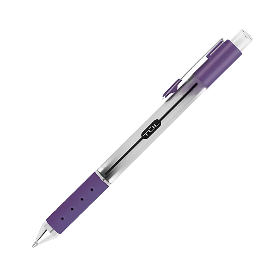 TUL® Retractable Gel Pens, Medium Point, 0.7 mm, Silver Barrel, Assorted Ink, Pack Of 4