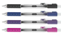 TUL® Retractable Gel Pens, Medium Point, 0.7 mm, Silver Barrel, Black/Navy/Purple/Lavender Inks, Pack Of 4 Pens