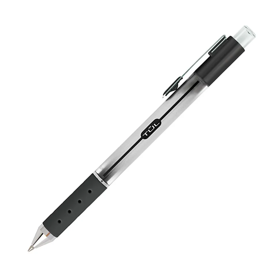 TUL® Retractable Gel Pens, Medium Point, 0.7 mm, Silver Barrel, Black And Blue Inks, Pack Of 4 Pens
