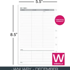 2027 TUL® Weekly Planner Refill Pages Set, Junior Size, January To December, Total Qty 1