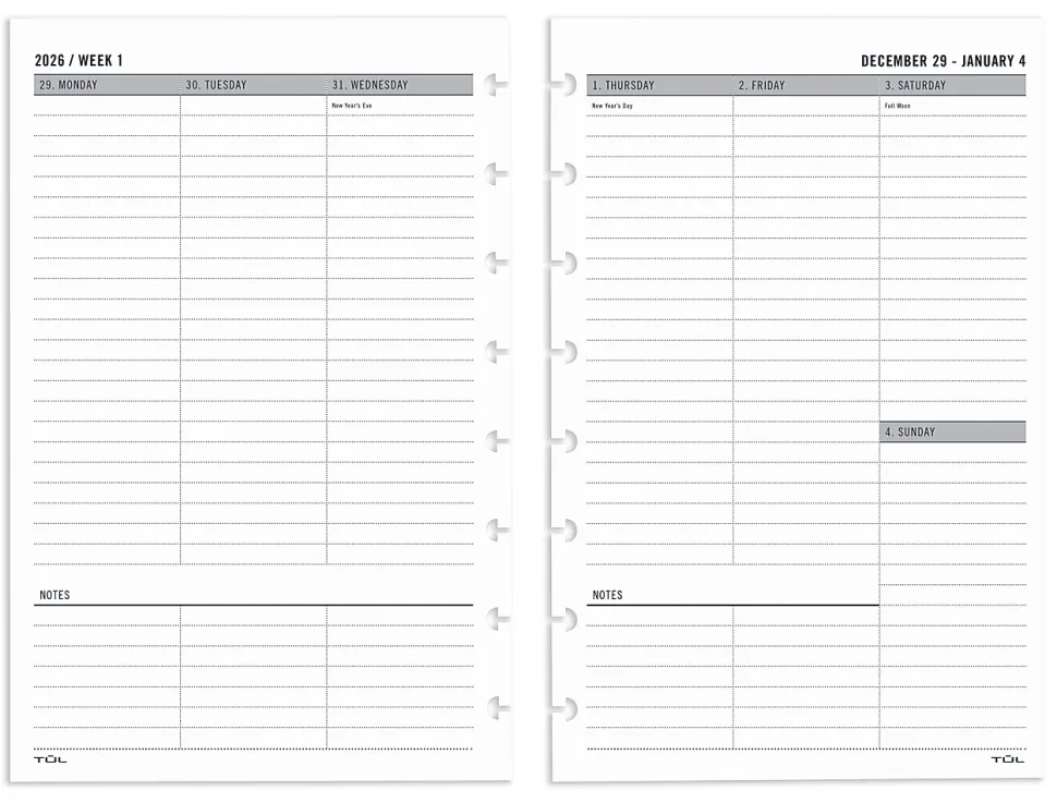 2026 TUL® Weekly Planner Refill Pages, Junior Size, January To December