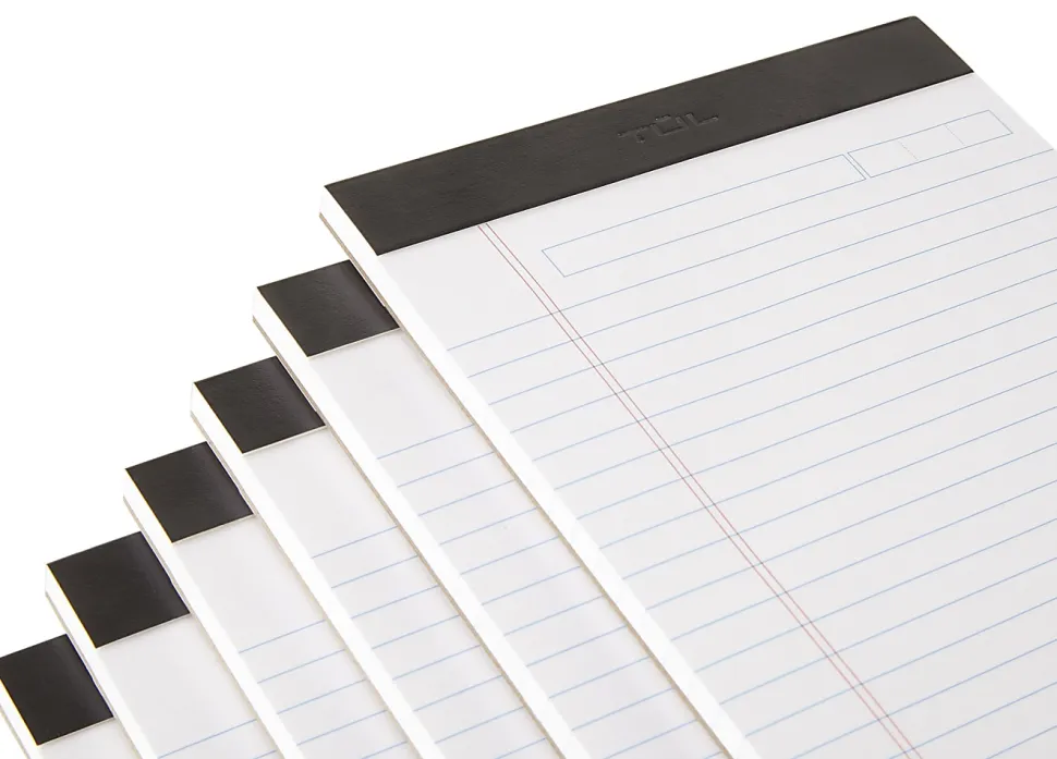 TUL® Writing Pads, Junior Size, Narrow Rule, 50 Sheets Per Pad, White, Pack Of 6 Pads