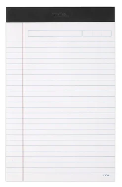 TUL® Writing Pads, Junior Size, Narrow Rule, 50 Sheets Per Pad, White, Pack Of 6 Pads