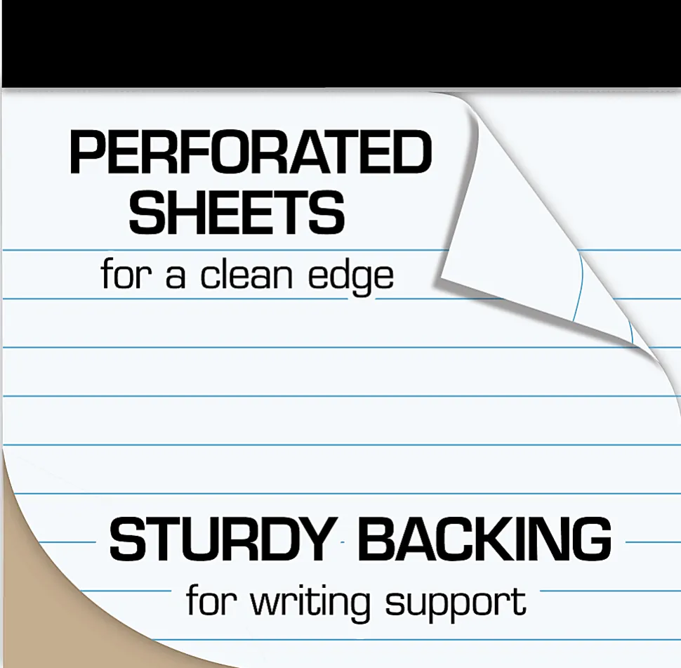 TUL® Writing Pads, Junior Size, Narrow Rule, 50 Sheets Per Pad, White, Pack Of 6 Pads