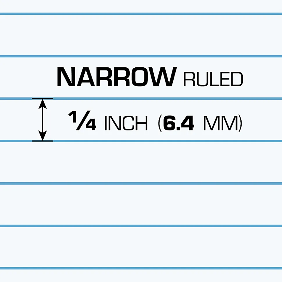 TUL® Writing Pads, Junior Size, Narrow Rule, 50 Sheets Per Pad, White, Pack Of 6 Pads