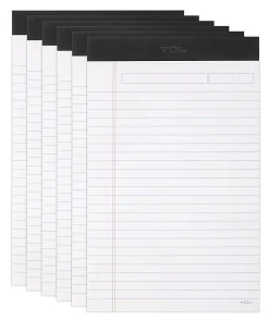 TUL® Writing Pads, Junior Size, Narrow Rule, 50 Sheets Per Pad, White, Pack Of 6 Pads