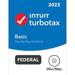 TurboTax Basic 2023 Federal Only + E-file, For PC/Mac, Disc Or Download