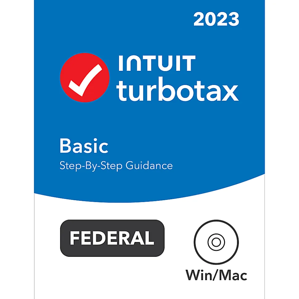 TurboTax Basic 2023 Federal Only + E-file, For PC/Mac, Disc Or Download