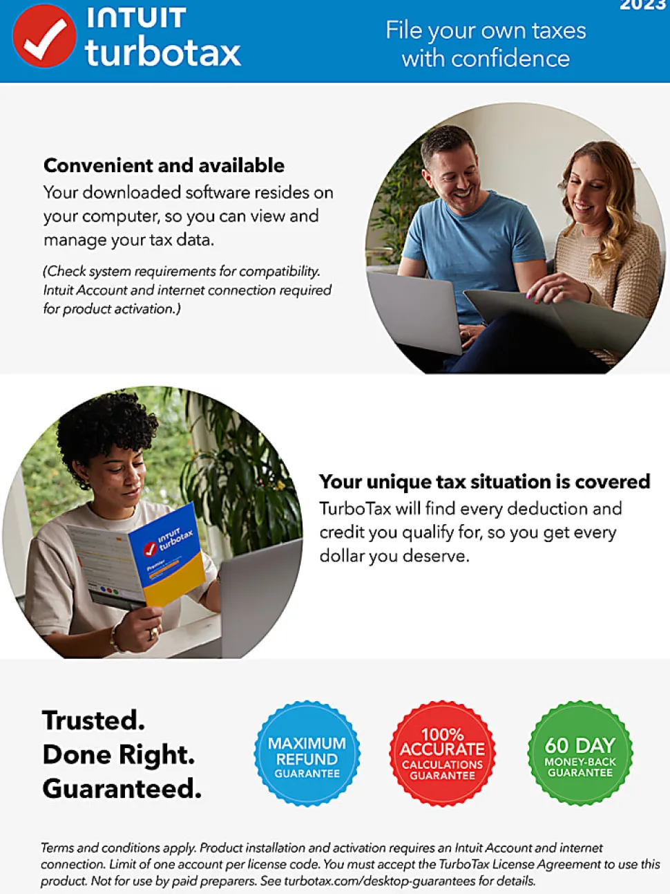 TurboTax Basic 2023 Federal Only + E-file, For PC/Mac, Disc Or Download
