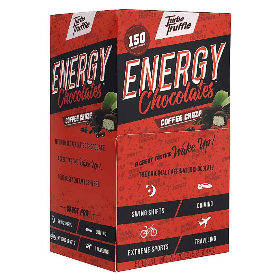 Turbo Truffles Energy Chocolate Coffee Craze Truffles, Pack Of 50 Truffles