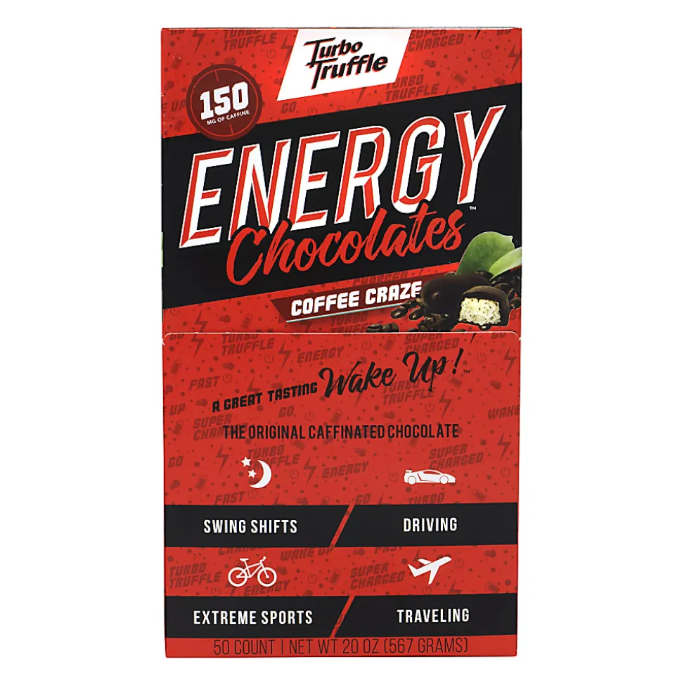 Turbo Truffles Energy Chocolate Coffee Craze Truffles, Pack Of 50 Truffles