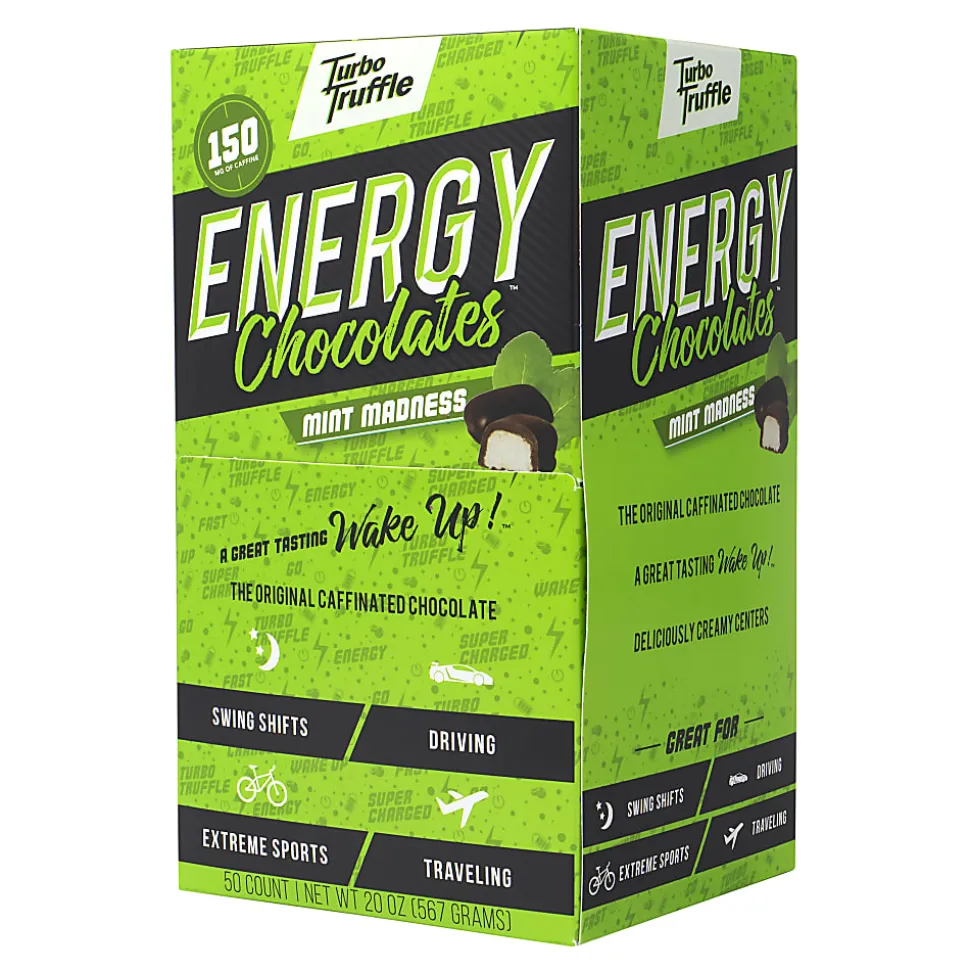 Turbo Truffles Energy Chocolate Mint Madness Truffles, Box Of 50 Truffles