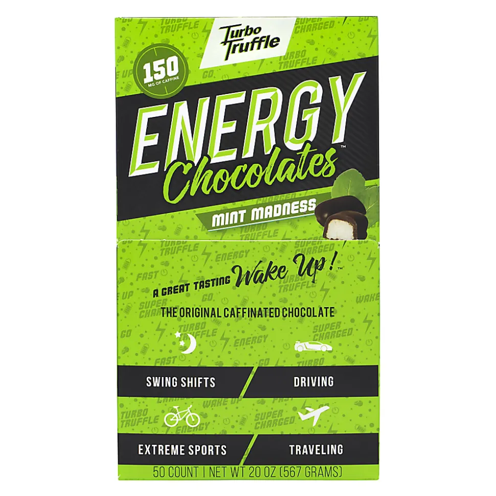 Turbo Truffles Energy Chocolate Mint Madness Truffles, Box Of 50 Truffles