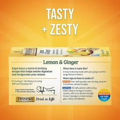 Twinings® Lemon & Ginger Herbal Tea Bags, 25/Box