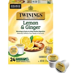 Twinings® Lemon & Ginger Herbal Tea, Keurig® K-Cup® Pods, 2.8 Oz, 24/Box