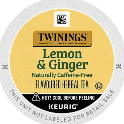 Twinings® Lemon & Ginger Herbal Tea, Keurig® K-Cup® Pods, 2.8 Oz, 24/Box