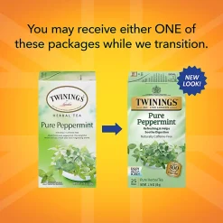 Twinings® Pure Peppermint Herbal Tea Bags, 25/Box